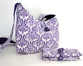Bag and Pouch Set Three Pocket, Plus Key Hook, Hobo Bag Purse Project Bag Plus Matching Knitting Needle Pouch