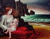 The Lap - Ocean Mother Goddess 5x7 Blank Greeting Card