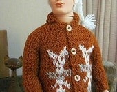 Male Fashion Doll Handknit Cowichan RockabIlly Sweater Set by RETROS FREE Shipping in US