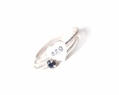 Set of Stacking Rings Personalized Heart Initial Ring Sterling Silver, Spinel and Dots Ring