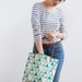 Emerald Triangle Tote Bag, Hand Printed Canvas with Leather Straps