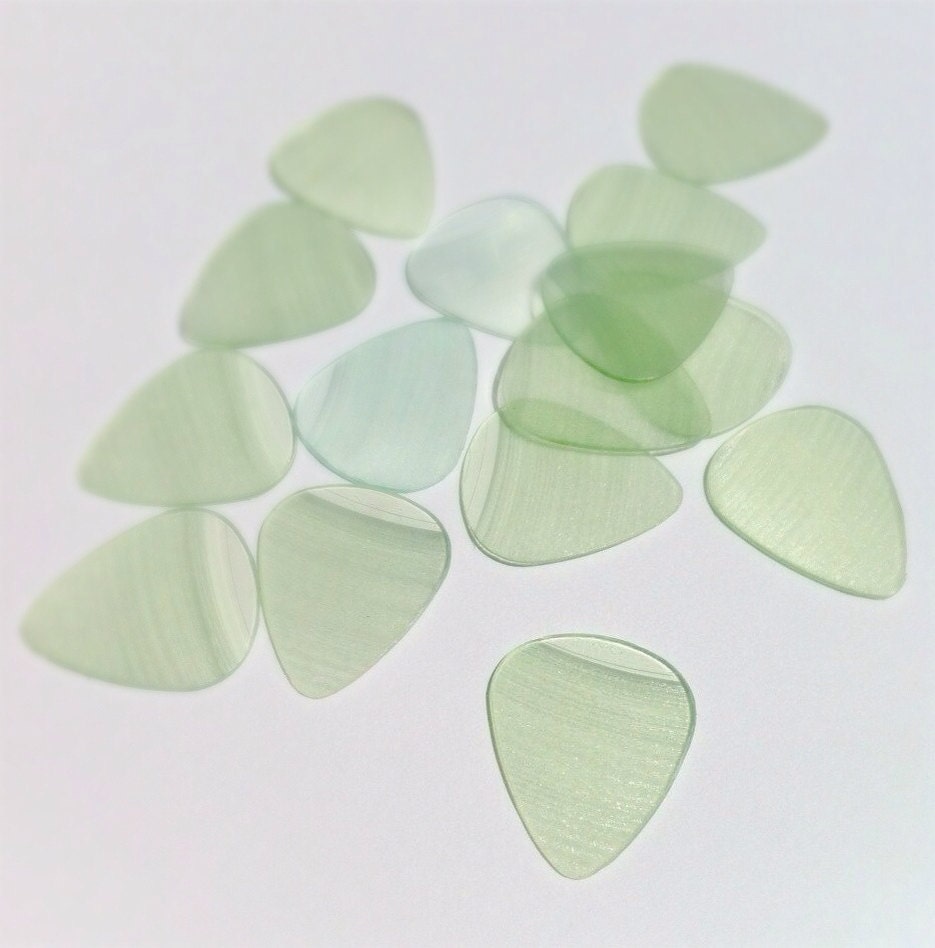 Guitar Pick in Transparent Green/Blue - Made From Recycled Vinyl Record - Gift for Musicians, Rockers, Vinyl Collectors