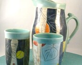 Tall Ceramic Pitcher for iced tea, mojitos, milk - holds 80 ounces - Ships today -- ewer pouring vessel