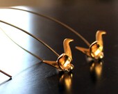 Swooping Crane Earrings - Origami cranes cast in gold or silver metal dangle on plated ear wires