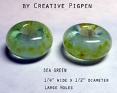 Sea Green Handmade Lampwork Bead Set by Creative Pigpen