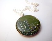 Circuit Board Necklace Olive Green Gift Under 25
