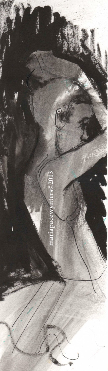 Ballerina Fixes Her Bun- Original mixed media painting by Maria Pace-Wynters