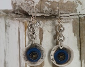 Bright Blue Enamel on Sterling Silver Rounds