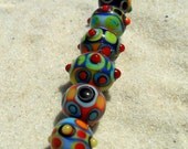 Lampwork Bead Set, Colorful Glass Beads, Handmade SRA LETEAM Glassymom