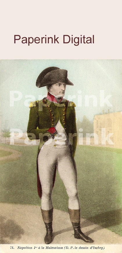 Napoleon Bonaparte Download Printable Antique Postcard Digital Napoleon French General Green Uniform Bicorne Digital