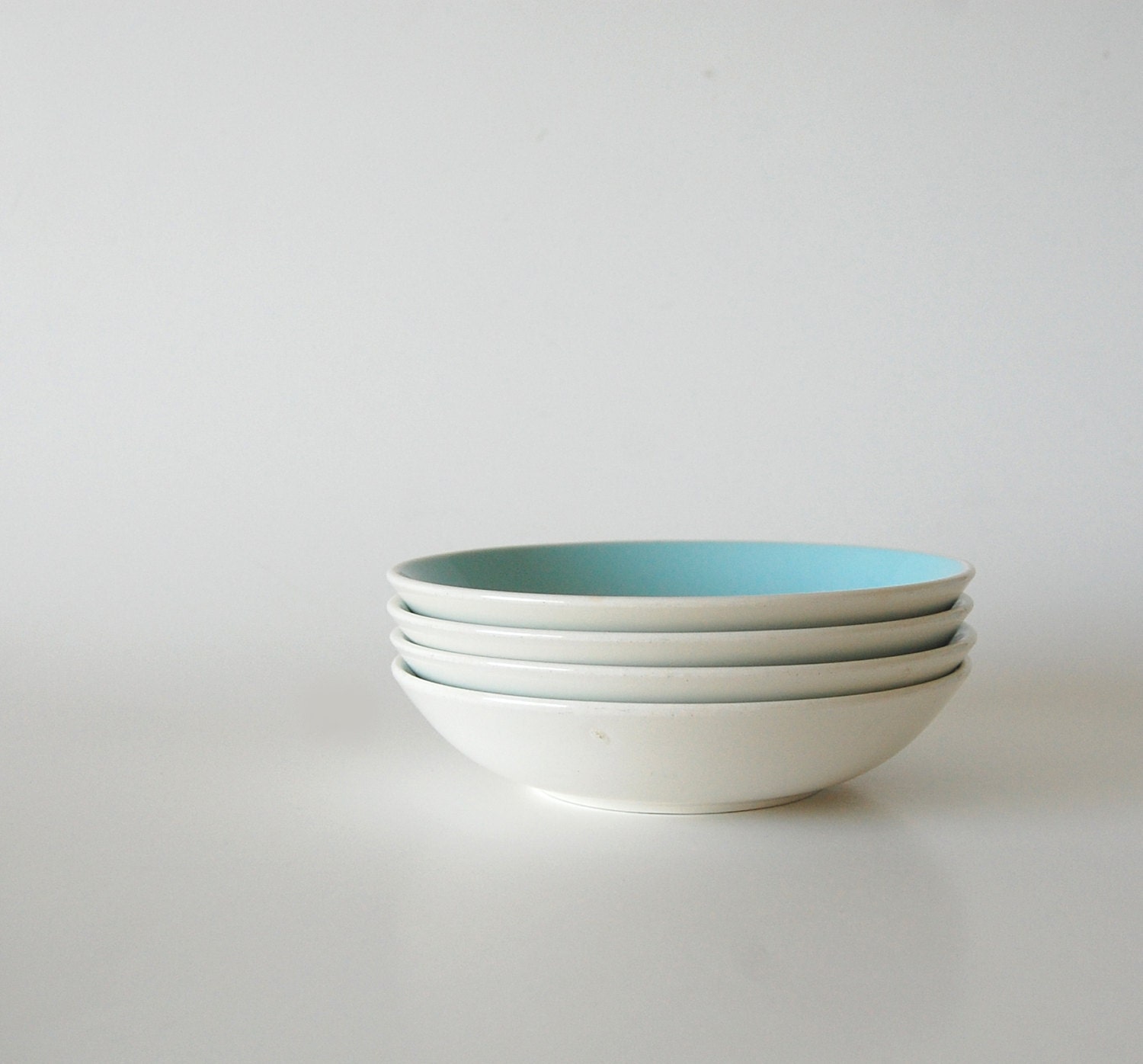 vintage blue Harkerware dessert bowls / set of 4 small bowls / Petit Fleurs estate find