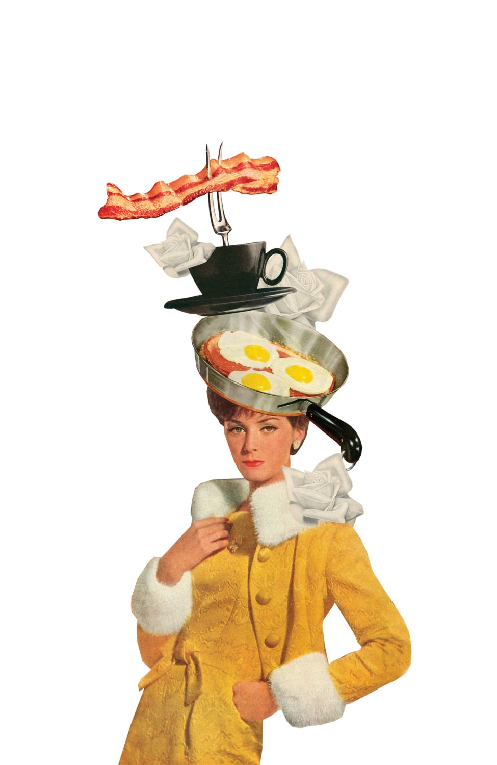 Bacon and Eggs Couture Archival Print of an original collage 11x14