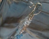 AstralArts- Topaz Blue Swarovski with Gold Sparling Dangle Earrings