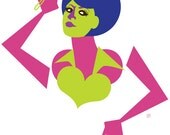 Pam Grier Art Print, 8x10 Hollywood Portrait Illustration