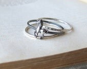 Galloping Horse Stack Rings Sterling Silver Hammered Oxidized