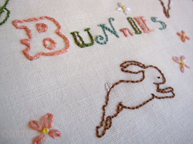Hand Embroidery PDF Pattern - Dream of Bunnies