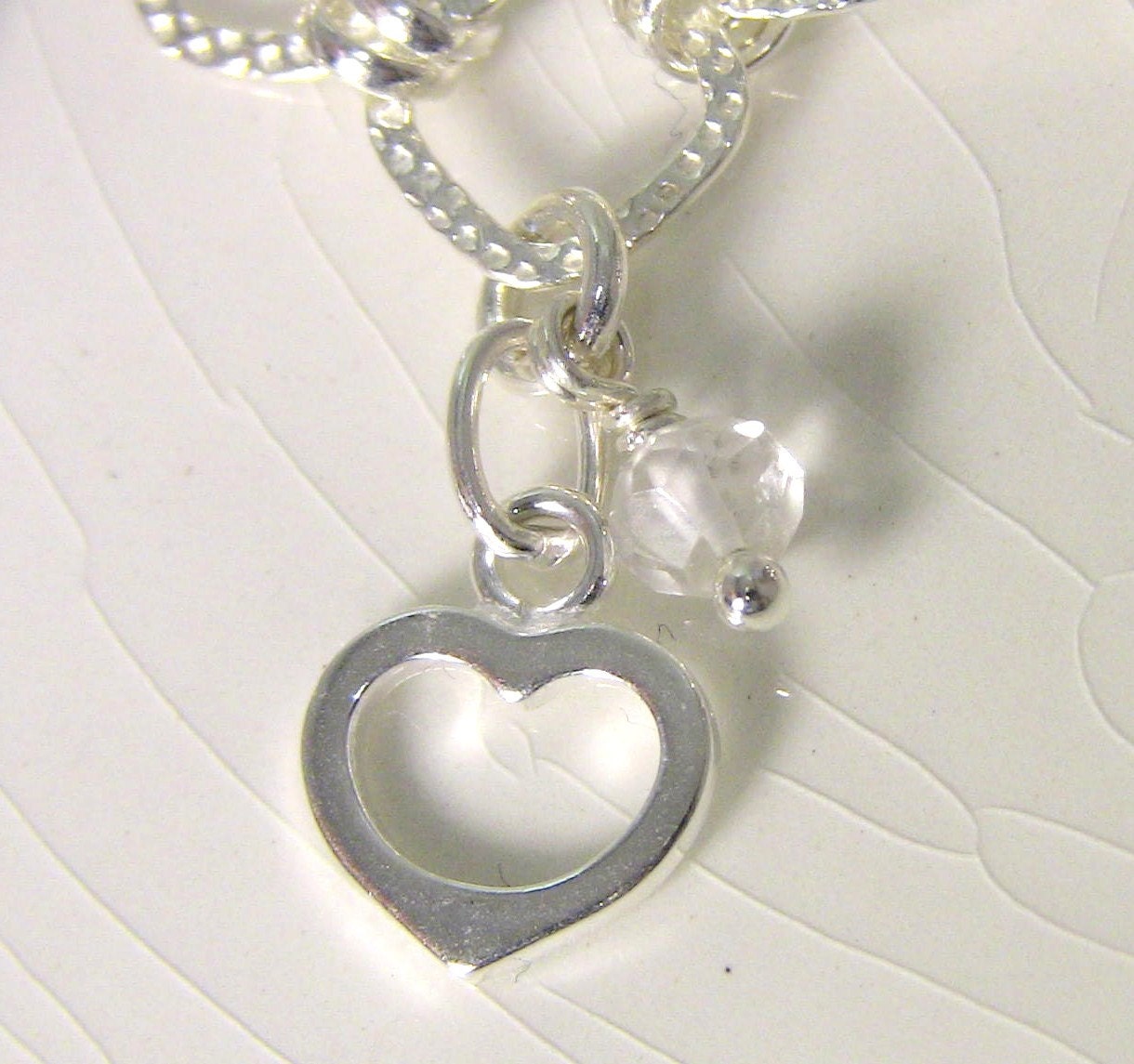 Tiny Sterling Silver Heart Charm for Charm Bracelet, Quartz Crystal Signature Charm - Christian Jewelry - Abundance of the Heart