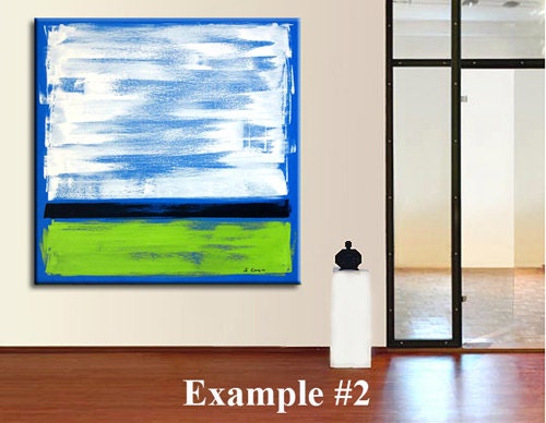 Custom Huge Canvas Colorful Abstract Art Painting Signed Original By Sharon Cummings Blue Earth Tone Green White Red Aqua Orange Yellow