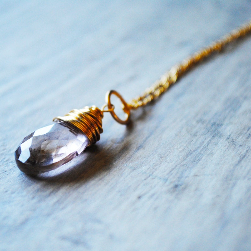 Light Purple Necklace 14kt Gold Fill Quartz Gemstone