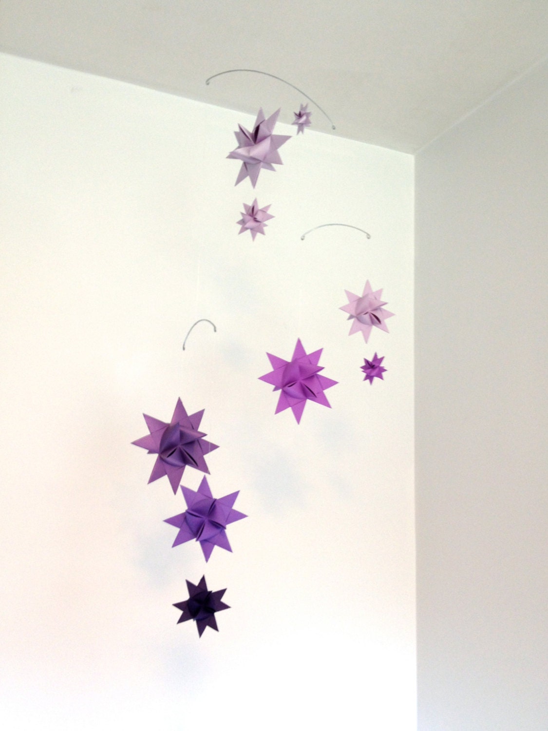 Baby Crib Mobile Origami Paper Stars -'Carina' Purples
