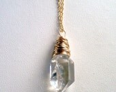 Crystal Quartz Icicle Drop on Goldfilled Chain