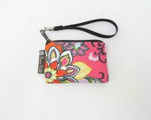 Pixy Roo Small Wristlet - coin purse - credit card purse - Zippered Pouch - Fiesta Fabric
