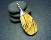 Picture Jasper Stone Wirewrap Pendant on sterling silver necklace