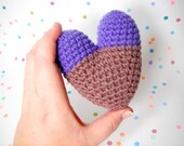 valentine toy rattle heart baby plushie toddler  .. 1 lavender purple and liver purple heart