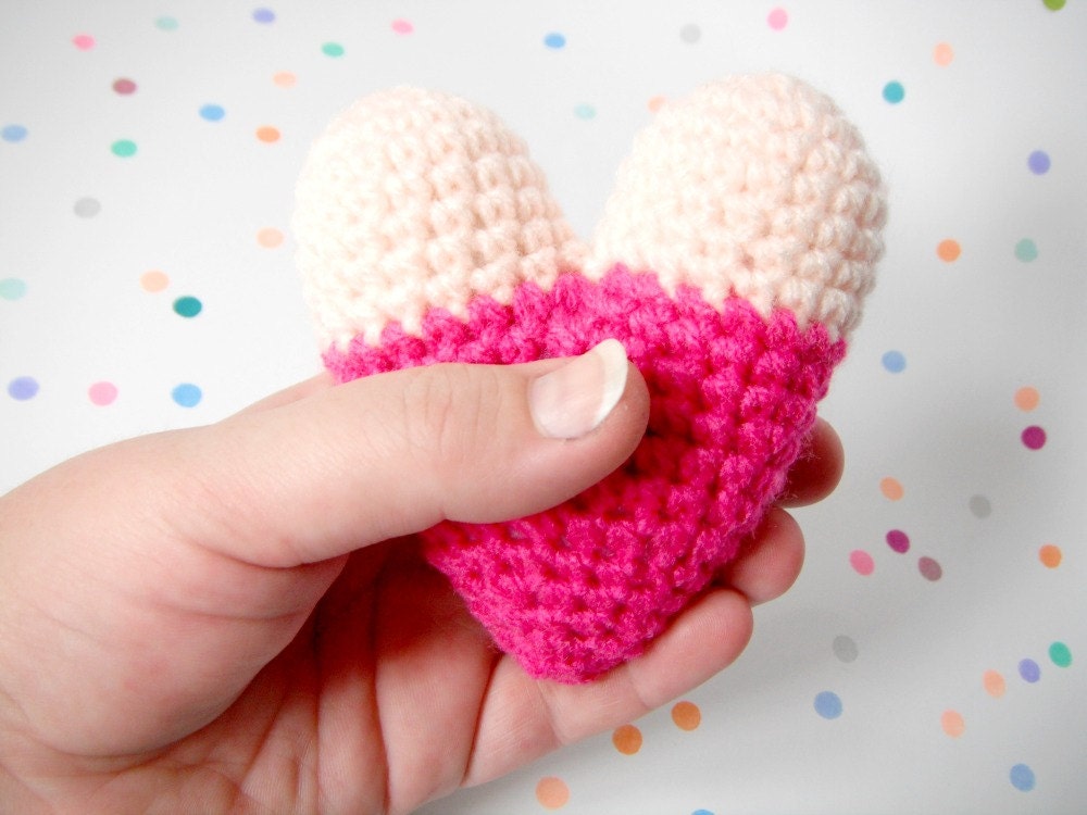 baby toy rattle heart valentine toddler plushie  .. 1 pale pink and candy pink heart