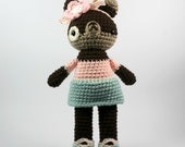 stuffed plush doll, puppy dog terrier toy, girl amigurumi toy .. little gypsy