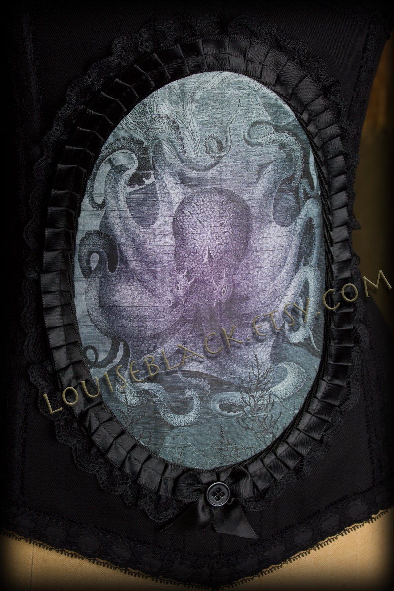 Size 23 SMALL Octopus Kraken Cameo Corset by Louise Black Ready to Ship