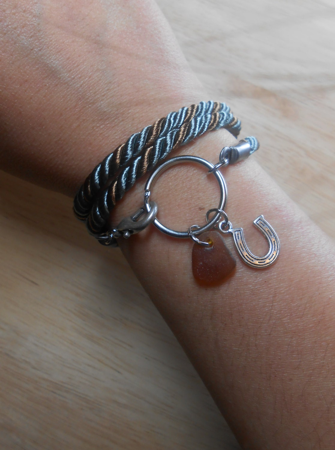 Sea Glass Jewelry - Sea Glass Nautical Wrap Bracelet / Necklace / Anklet  - JACOB'S LADDER