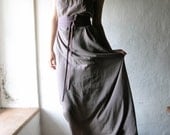 Draped Maxi Dress - purple-grey floor length halter tunic dress - gathered chiffon gown - womens tunic gown