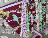 Purple and Aqua Banner, Ready To Ship Photography Prop, 11 flags.  Joel Dewberry Designer Fabric.
