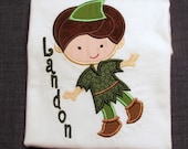 Peter Pan Inspired Embroidered Tshirt Shirt Custom NB 3m 6m 12m 18m 2 3 4