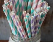 Princess Party Straws - Paper Drinking Staws - set of 30 - pink, lavender, aqua Il_170x135