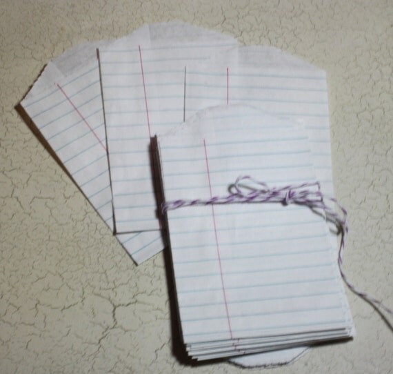 Notebook Lined Paper Bags -- Party Favor, Goody, Gift -- set of 12 -- 2.75 X 4 Il_570xn