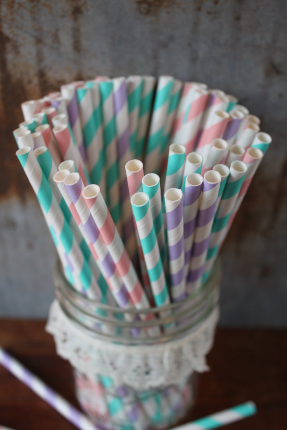 Princess Party Straws - Paper Drinking Staws - set of 30 - pink, lavender, aqua Il_570xn