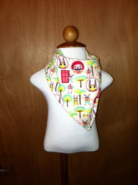 Bandana Kerchief Bib in Pink Monsters