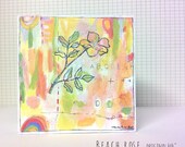 ORIGINAL mixed media painting- BEACH ROSE - free shipping