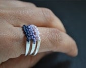 Back to roots Macrame and silver stacking rings, set of three,