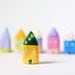 Little Home No 394 - Little clay house - yellow house with green roof and flowers