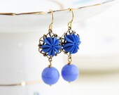 Flower Earrings, Periwinkle Blue, Dangle Earrings, Drop Earrings