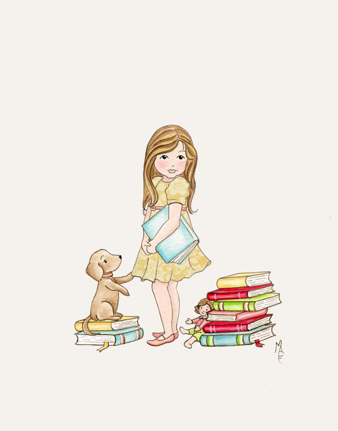 8x10 Childrens Art Print Nursery Decor Time To Read Print