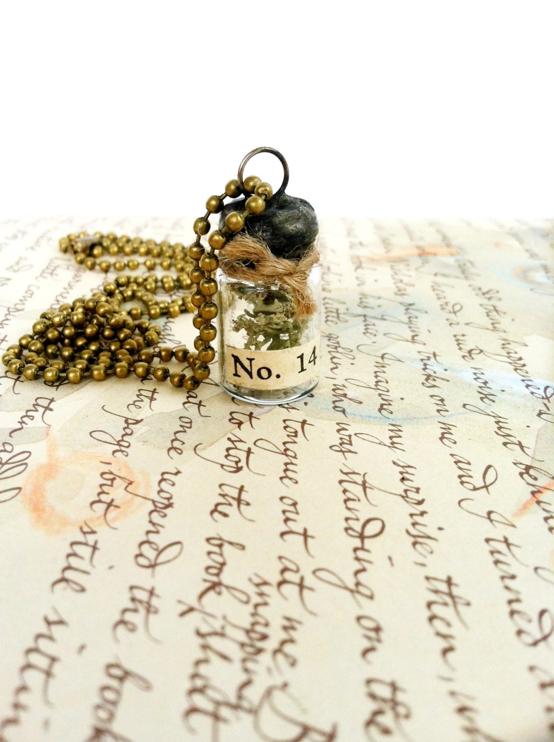 Moss Necklace, Soldered Vial Necklace, Small Vial Pendant, Specimen Jewelry, Vial No.14, Moss In A Jar Necklace