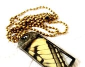 Monarch Butterfly Wing Necklace, Soldered Butterfly Charm, Butterfly Pendant, Genuine Monarch Butterfly Necklace, Yellow Wing Necklace