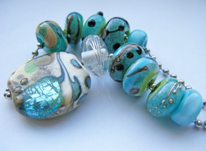 tropical melange  Landscape Beads Lampwork Beads by Ellen Dooley sra (11)