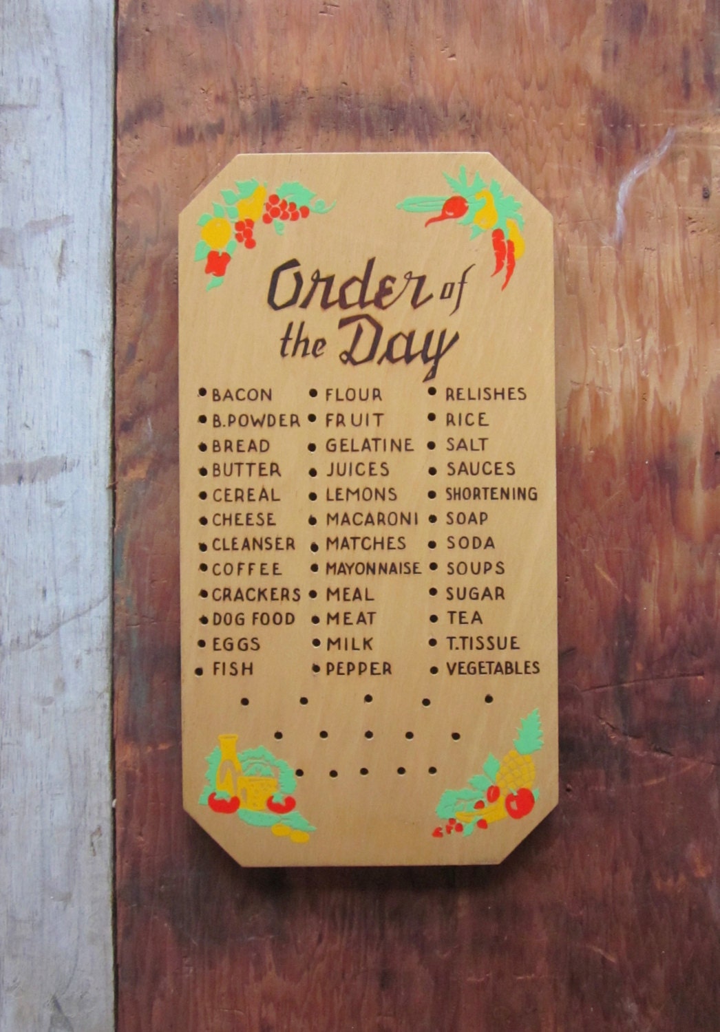 Vintage Order of The Day Kitchen Grocery List Like New