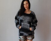 vintage BAJA poncho / 1980s grunge hooded BEACH pullover