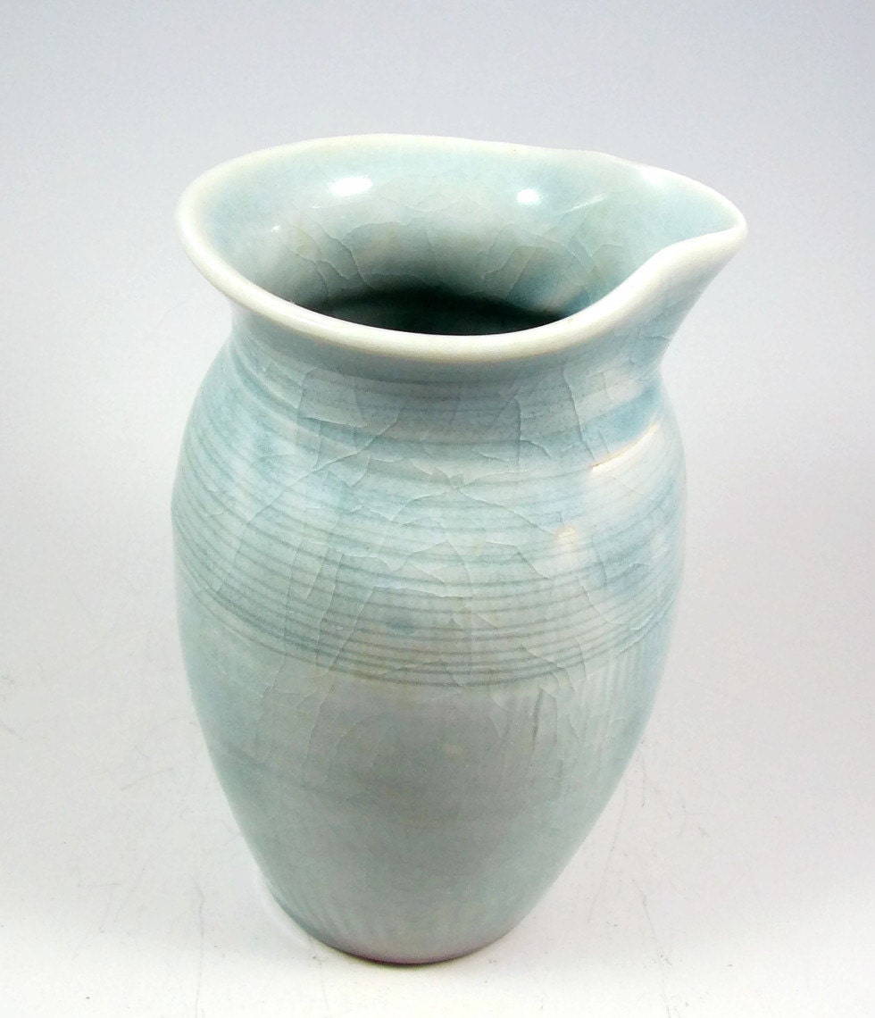 Small Porcelain Pitcher - Delicate Pale Blue Creamer- Handmade Pottery - Ready to Ship